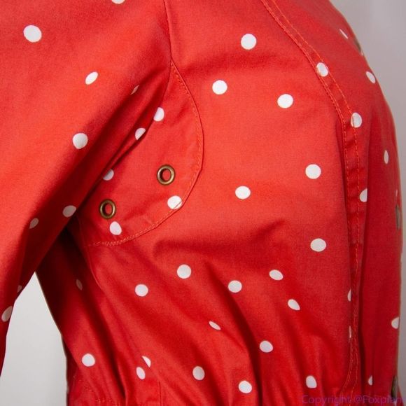 Boden women's 100% cotton hooded red parka with white polka dot, size 8 - Picture 15 of 16